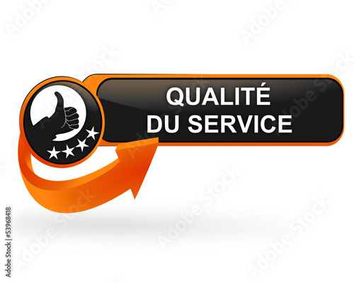 qualité du service sur bouton web design orange