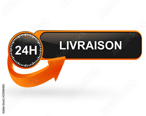 livraison en 24 heures sur bouton web design orange