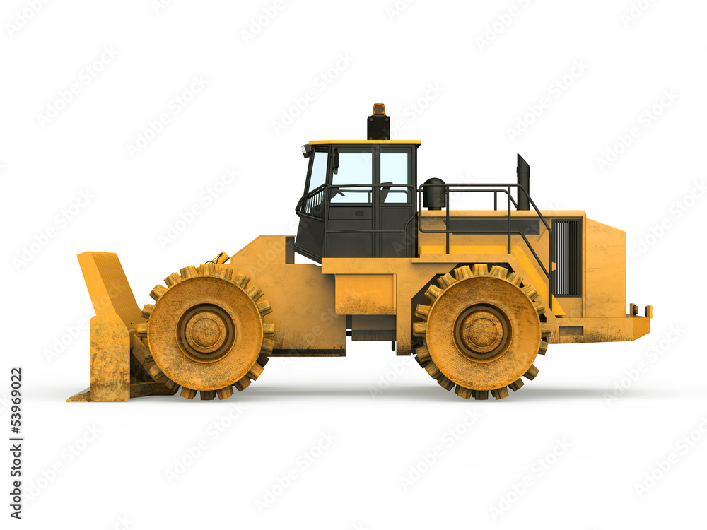 Yellow Bulldozer Isolated Yellow Bulldozer Isolated