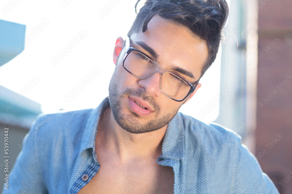 casual man outdoor closeup