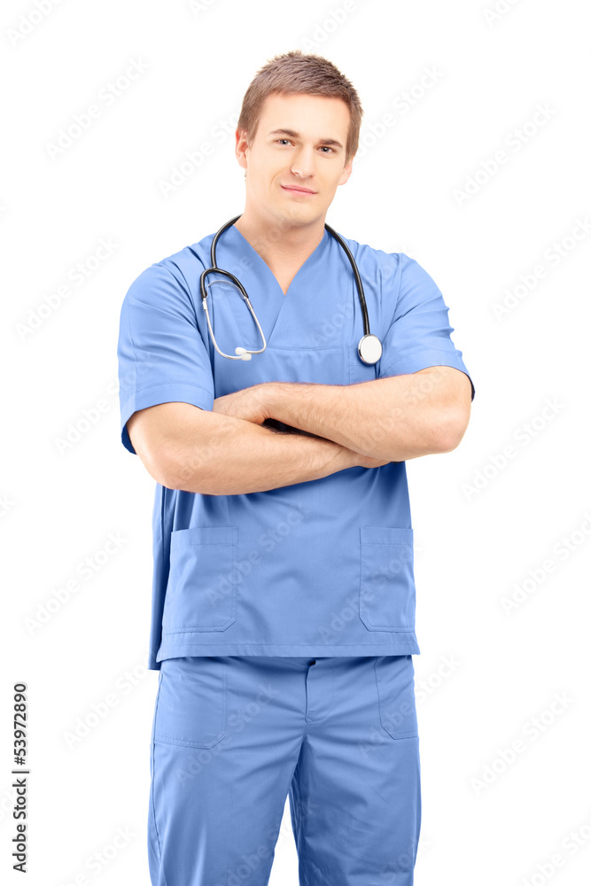 Male medical practitioner in a uniform posing Male medical practitioner in a uniform posing