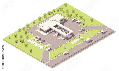 Isometric filling station building