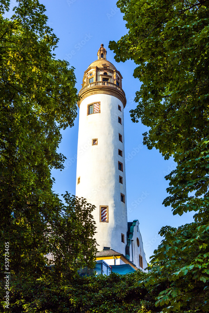 famous medieval Hoechster Schlossturm in Frankfurt Hoechst