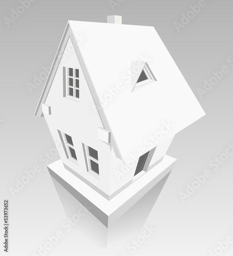 House made of paper on grey background