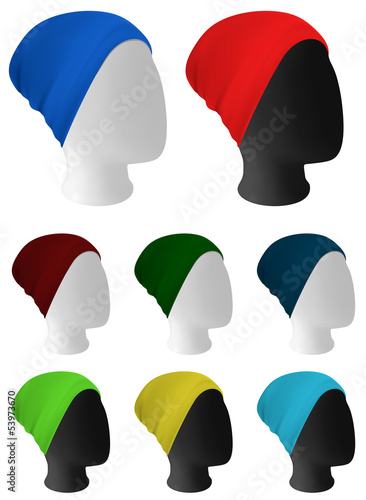 Warm knitted hat on mannequin head template