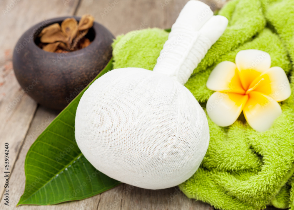 Spa massage with thai herbal compress. Spa massage with thai herbal compress.