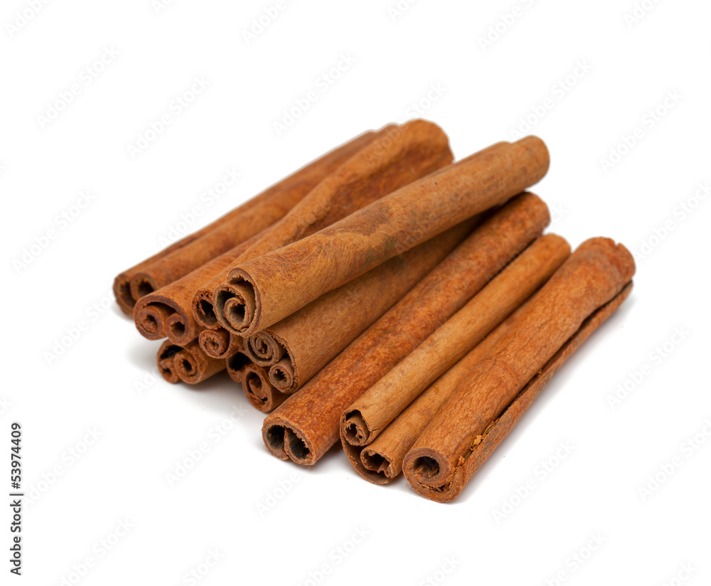 cinnamon sticks isolated on white