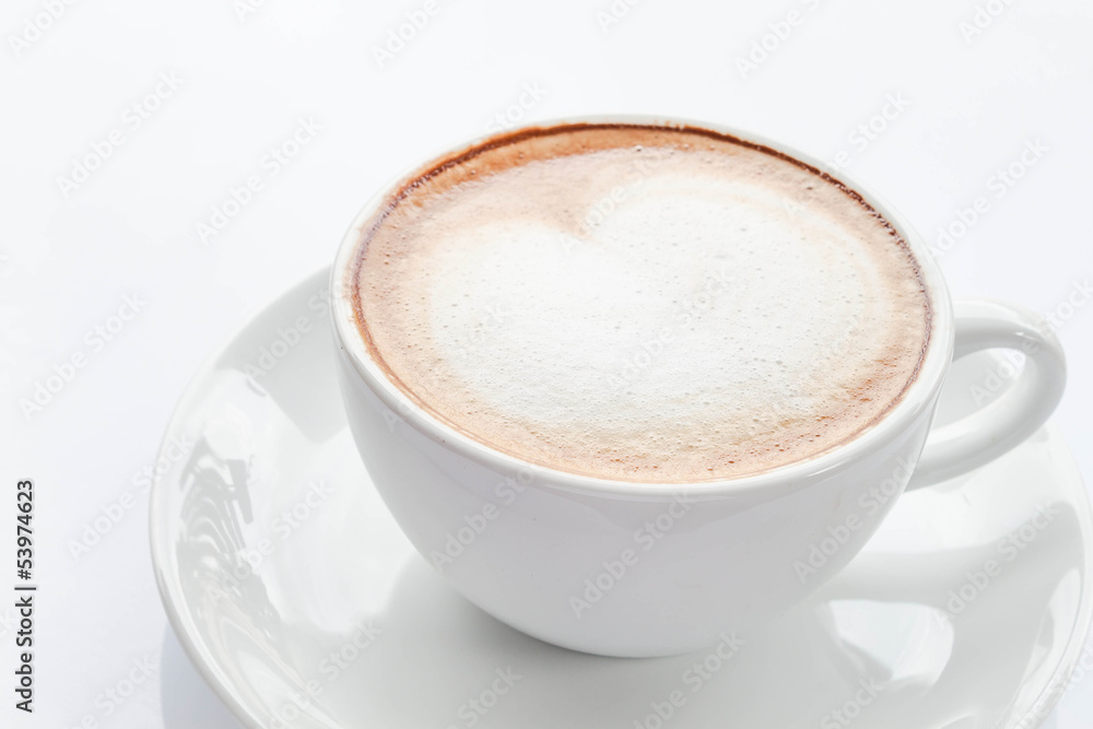 Hot cup of coffee latte isolated on white background Hot cup of coffee latte isolated on white background