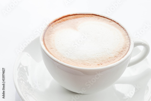 Hot coffee latte isolated on white background