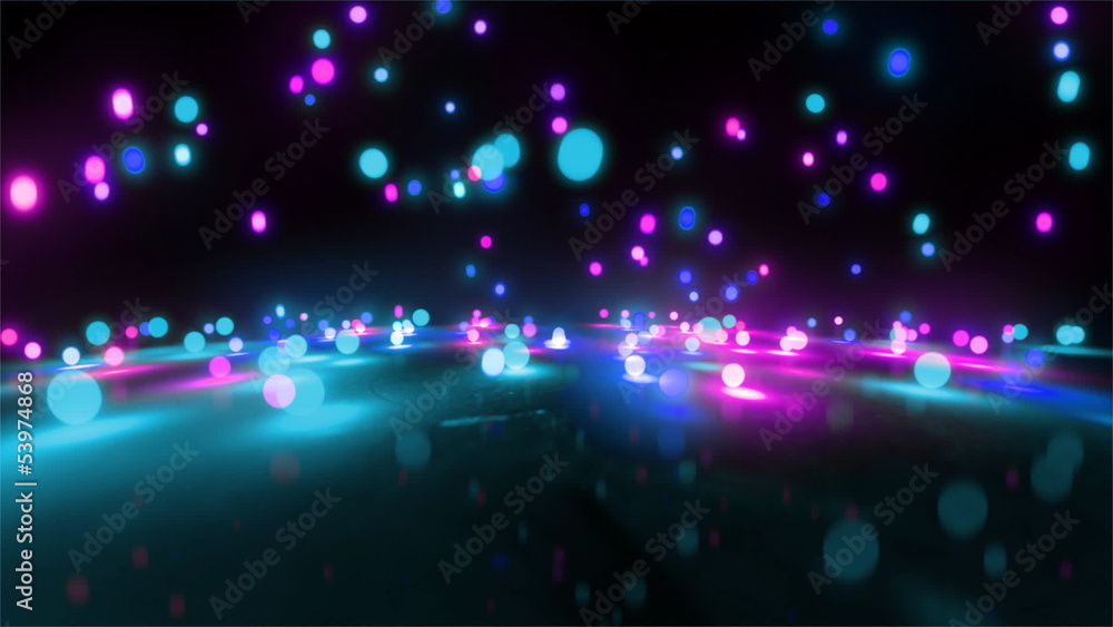 blue color tone light balls falling blue color tone light balls falling