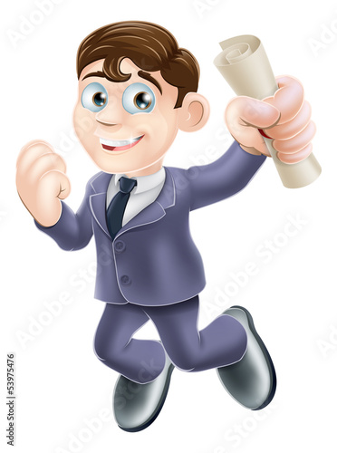 Happy businessman and scroll