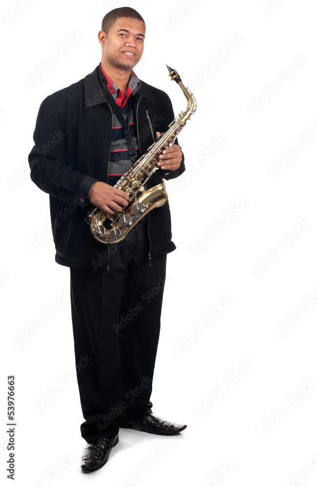 Naklejka premium Proud saxophonsit
