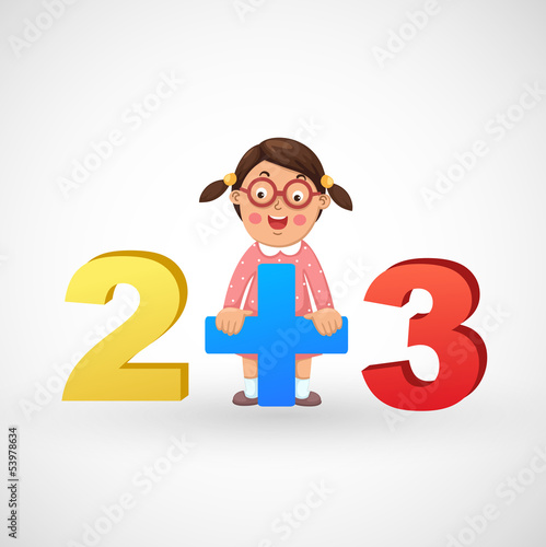 illustration of isolated a girl with the numbers vector