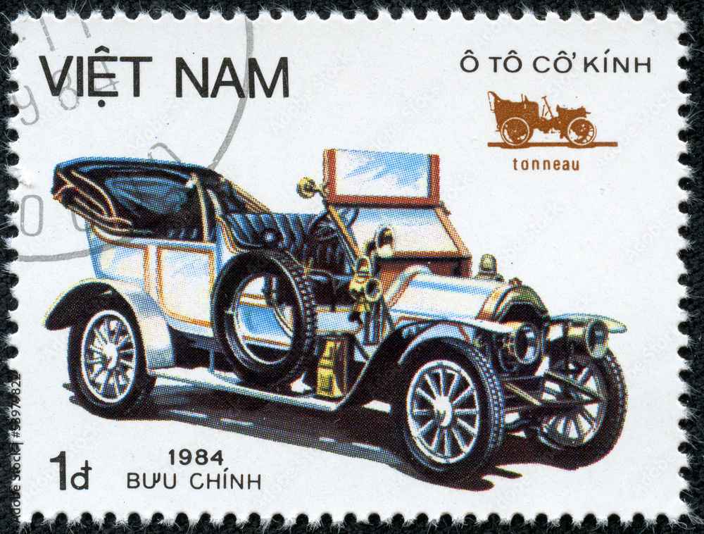 stamp printed by VIETNAM shows old car