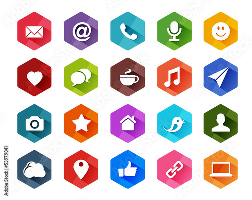 Flat Social Media Icons for Light Background