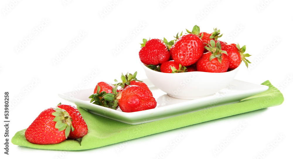 Fresh strawberry in bowl isolated on white Fresh strawberry in bowl isolated on white
