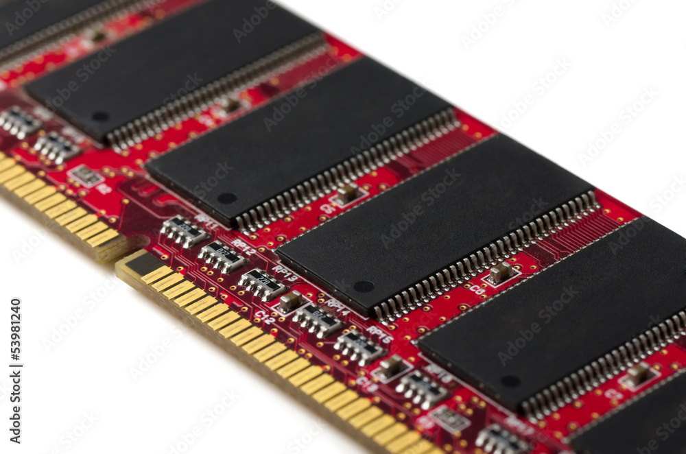 Close-up of computer RAM module Close-up of computer RAM module