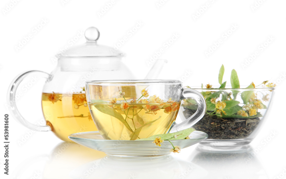 Kettle and cup of tea with linden Kettle and cup of tea with linden