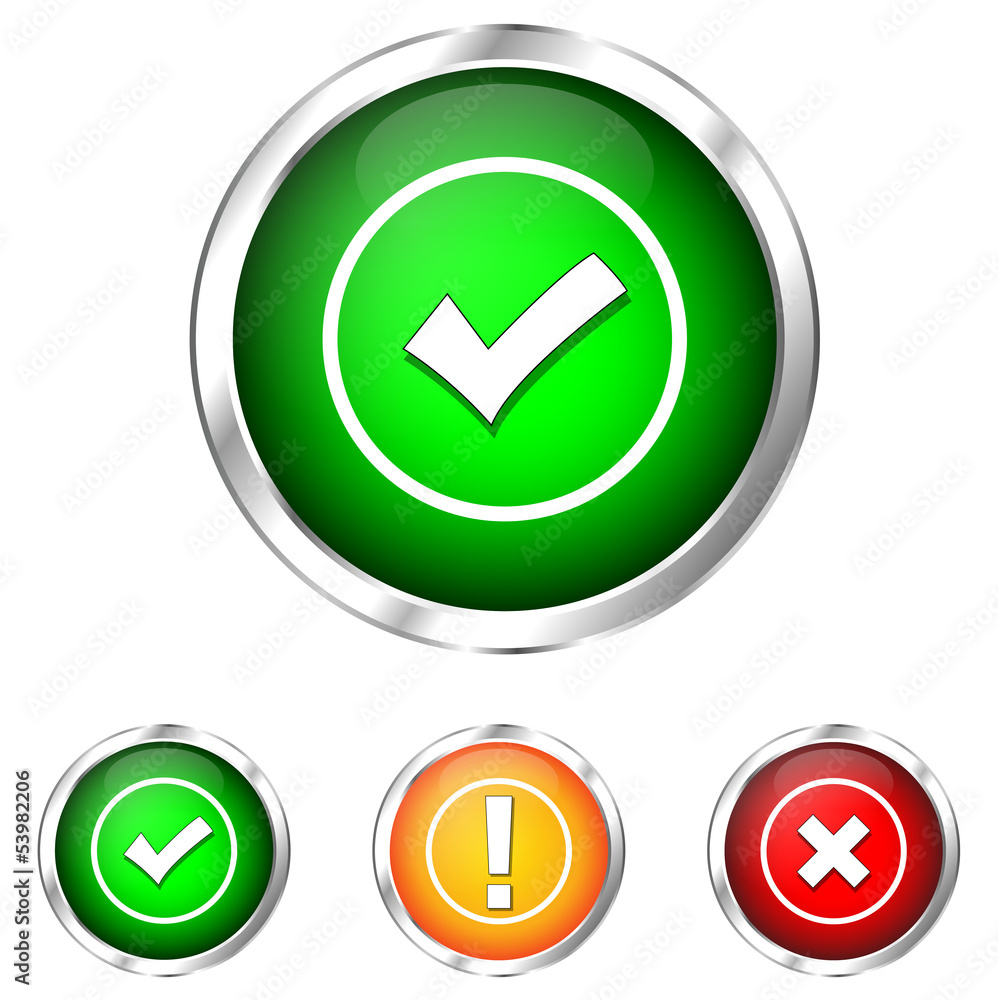 Tick mark and cross buttons Tick mark and cross buttons