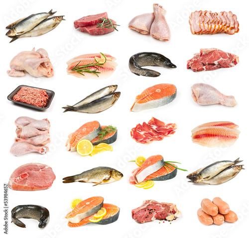 Photography Set of meat, chicken and fish