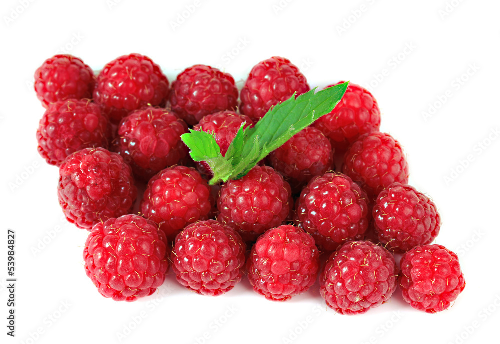 Ripe sweet raspberries isolated on white Ripe sweet raspberries isolated on white