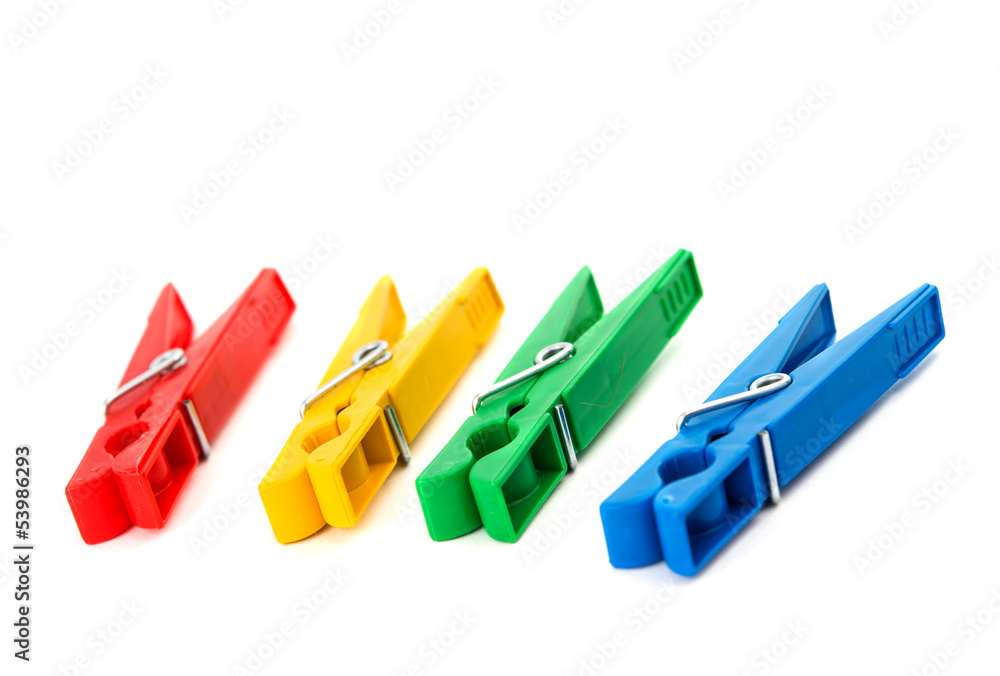 Closeup image of colorful clothespins isolated Closeup image of colorful clothespins isolated