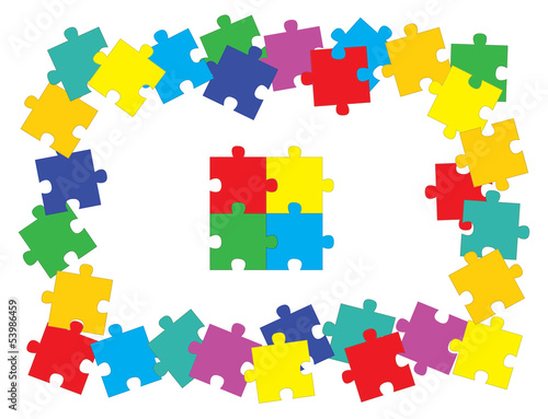 jigsaw puzzle parts over white