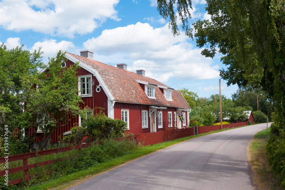 Straße im Küstenort Pataholm, Småland