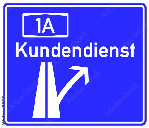 Kundendienst Schild Autobahn blau  #130707-svg03