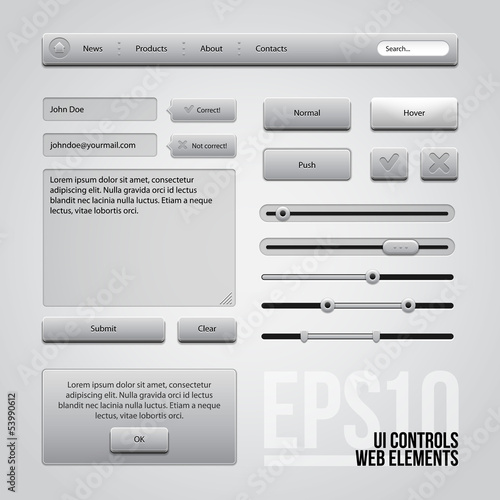 Light Gray UI Controls Web Elements