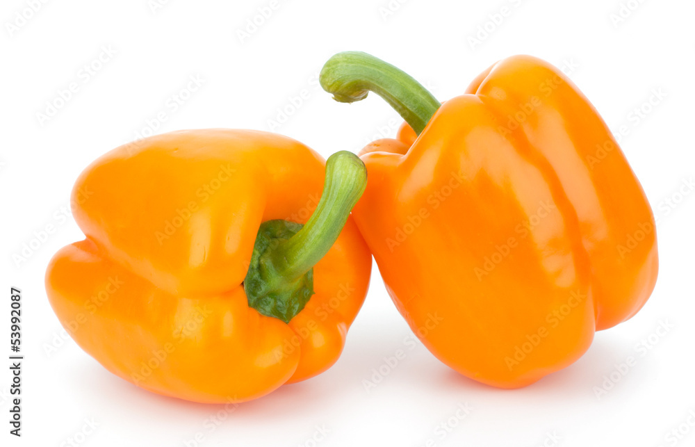 orange peppers isolated on white background closeup orange peppers isolated on white background closeup