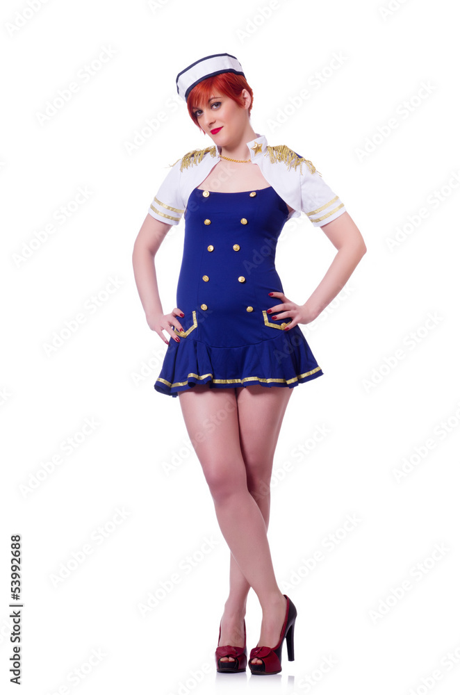 Airhostess isolated on the white background Airhostess isolated on the white background
