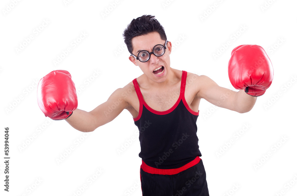 Funny boxer isolated on the white background Funny boxer isolated on the white background