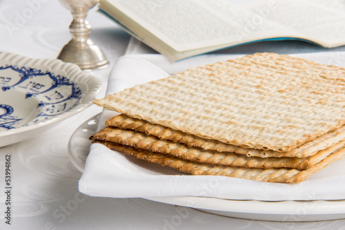 Closeup of Matzah on Plate