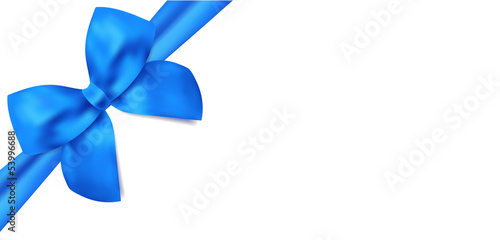 Gift certificate / Voucher / Coupon template. blue bow (ribbons)