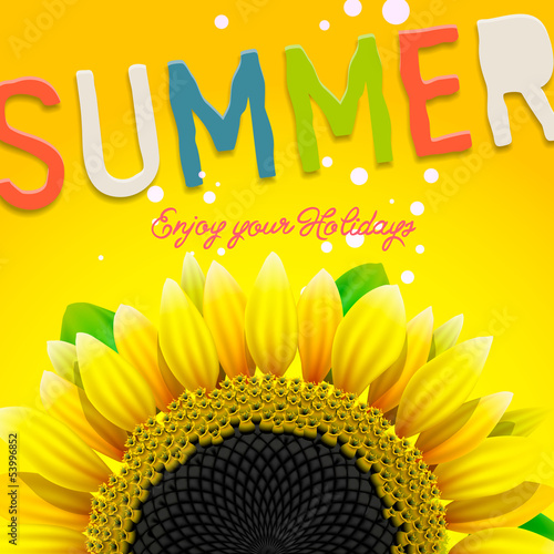 Fototapeta Naklejka Na Ścianę i Meble -  Summer background with sunflower, vector Eps10 illustration.