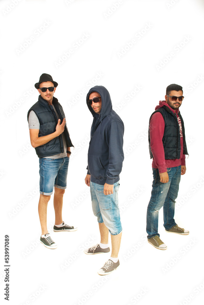 Group of three rappers men