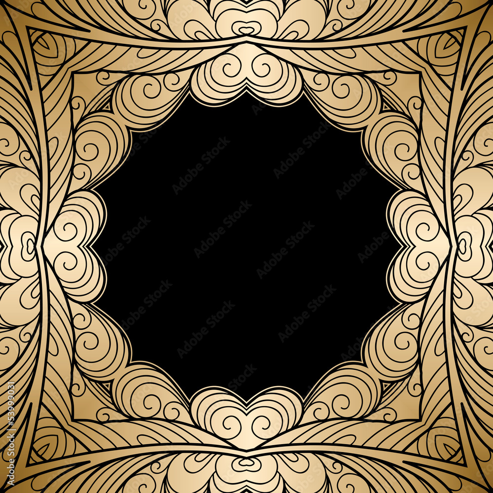 Obraz premium Gold square ornamental frame