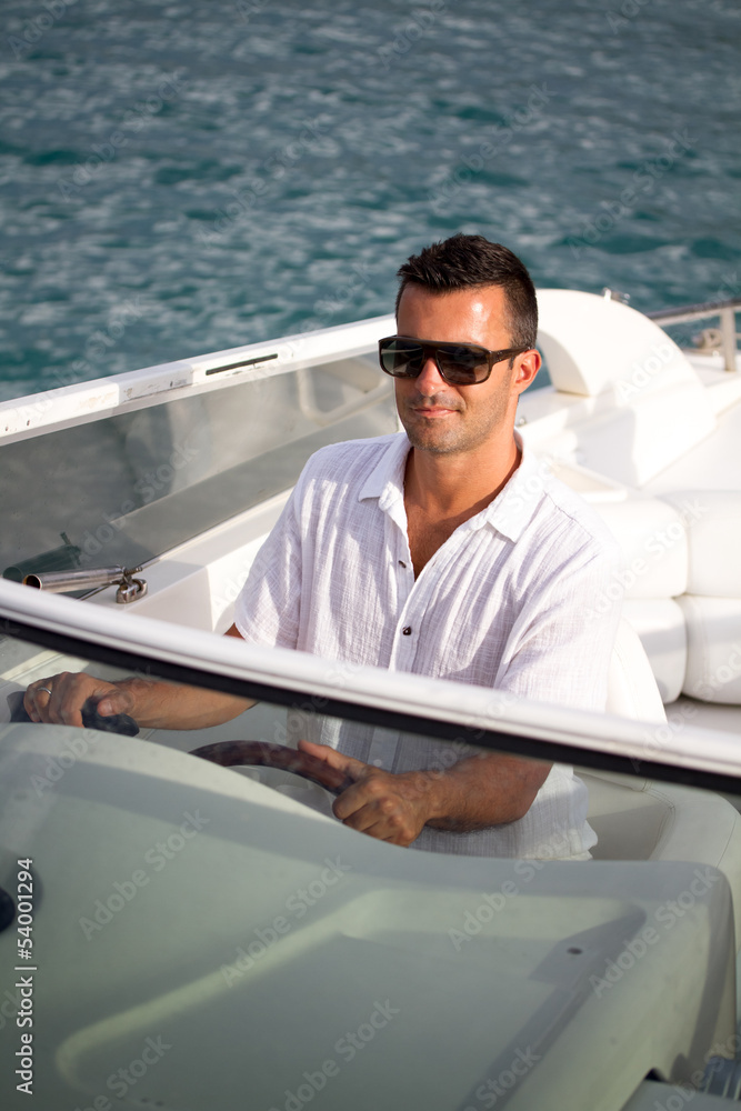 The man has a rest on a yacht The man has a rest on a yacht