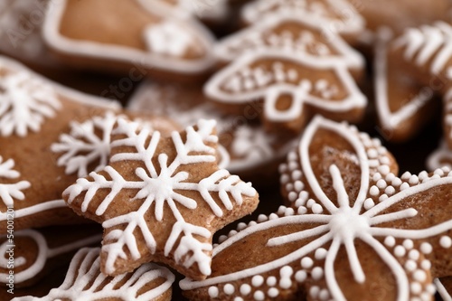 Close-up of Christmas gingerbread cookies