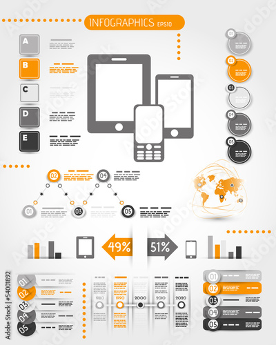 orange mobile phone world infographics
