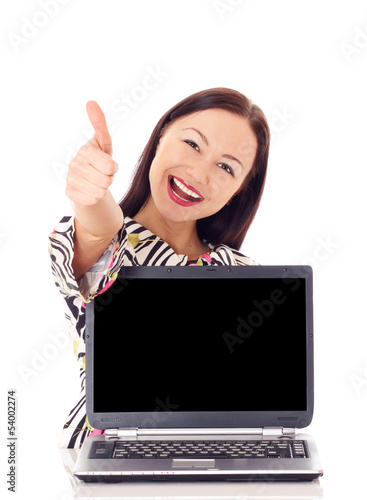 Woman with a monitor.