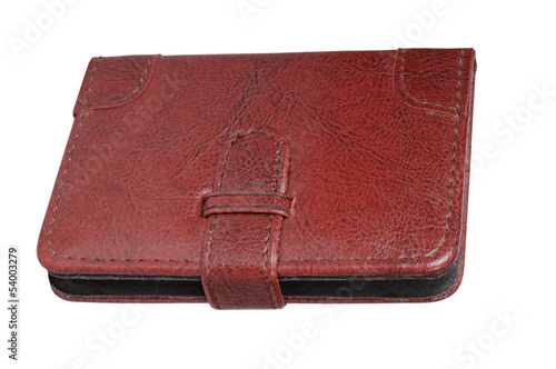 Brown leather wallet on a white background
