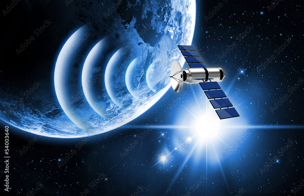 Fototapeta premium planet earth and satellite in space