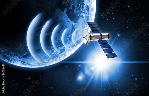 Fototapeta Naklejka Na Ścianę i Meble -  planet earth and satellite  in space