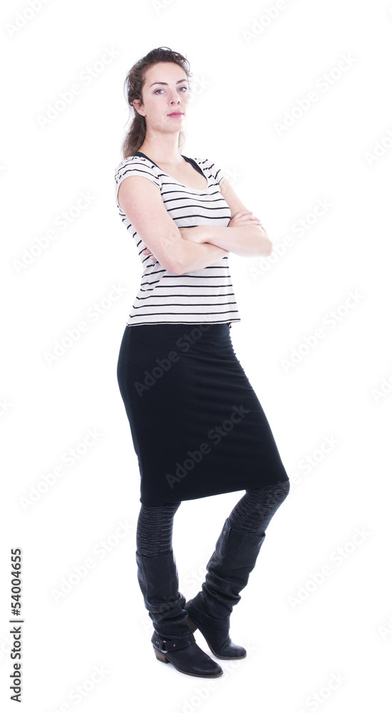 standing self-confident isolated woman on white background standing self-confident isolated woman on white background