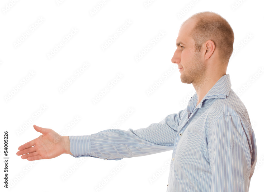 Businessman giving hand for handshake Businessman giving hand for handshake