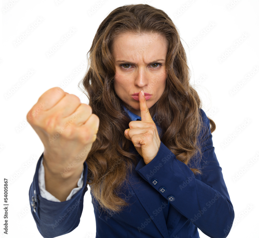 Εκτύπωση καμβά Serious business woman threatening with fist