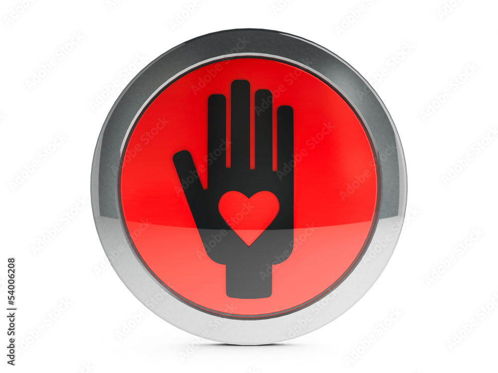 Black hand with love icon with highlight Black hand with love icon with highlight