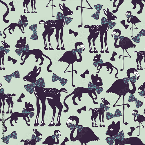 Seamless pattern with animal silhouettes